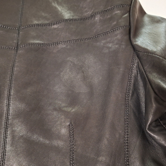 Jones New York Black Leather Stitch Detailed Coat - Picture 10 of 16